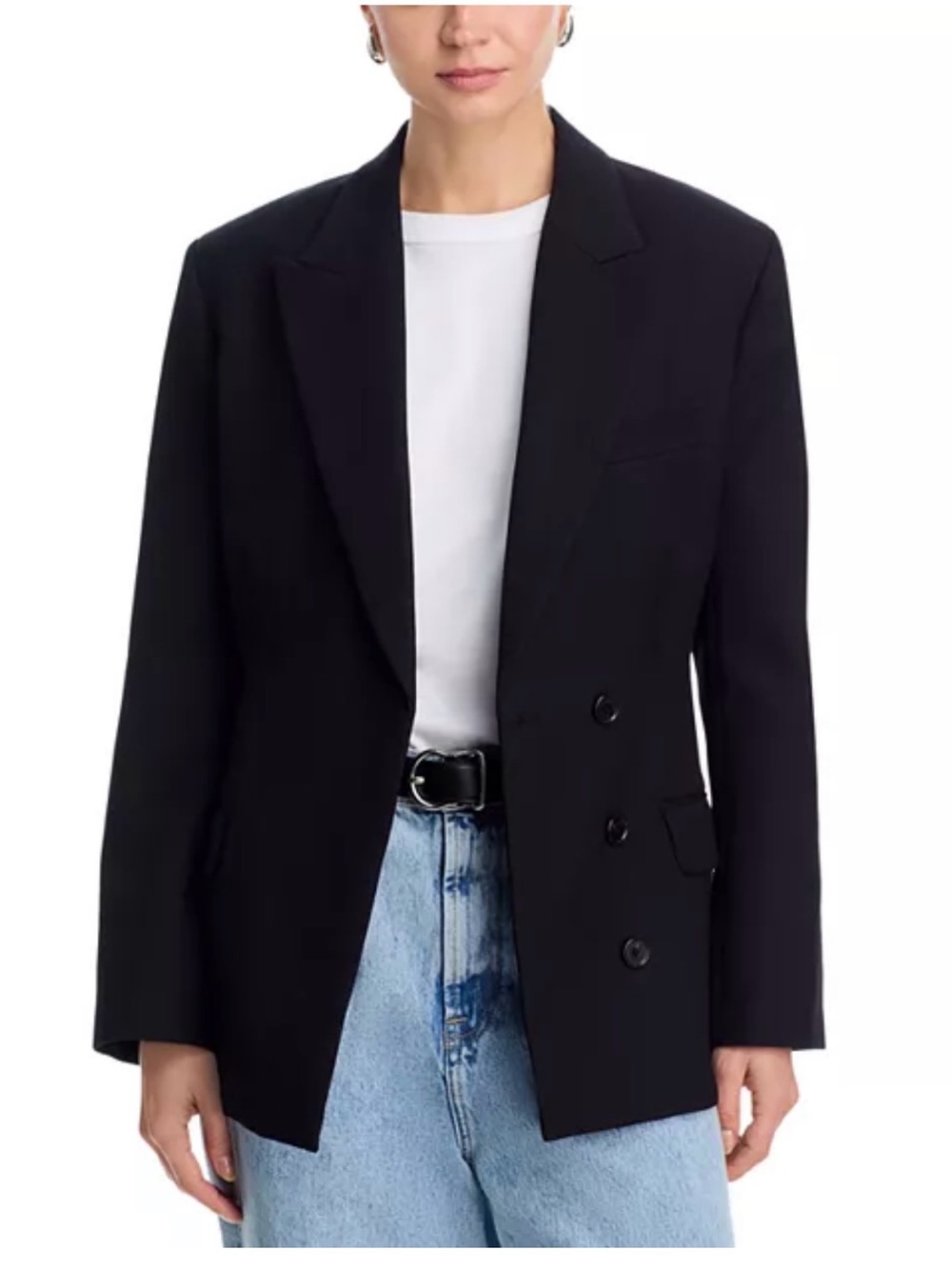 Anine Bing Aretha Peak Lapel Blazer Black XS